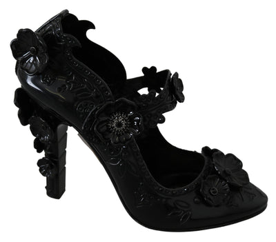 Black Floral Crystal CINDERELLA Heels Shoes