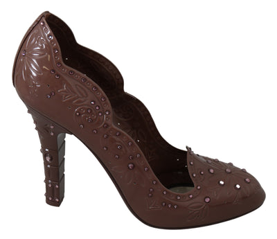 Brown Floral Crystal Heels CINDERELLA Shoes