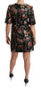 Black Floral Brocade Sheath Mini Dress