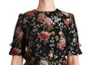 Black Floral Brocade Sheath Mini Dress