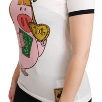 White YEAR OF THE PIG Top Cotton T-shirt