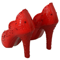 Red Floral Crystal CINDERELLA Heels Shoes