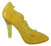 Yellow Floral Crystal CINDERELLA Heels Shoes