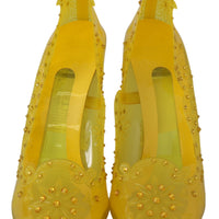 Yellow Floral Crystal CINDERELLA Heels Shoes