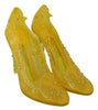 Yellow Floral Crystal CINDERELLA Heels Shoes