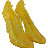 Yellow Floral Crystal CINDERELLA Heels Shoes