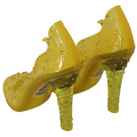 Yellow Floral Crystal CINDERELLA Heels Shoes