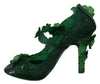 Green Floral Crystal CINDERELLA Heels Shoes