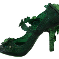 Green Floral Crystal CINDERELLA Heels Shoes