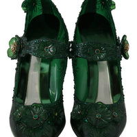 Green Floral Crystal CINDERELLA Heels Shoes