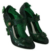 Green Floral Crystal CINDERELLA Heels Shoes