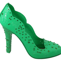 Green Crystal Floral CINDERELLA Heels Shoes