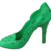 Green Crystal Floral CINDERELLA Heels Shoes