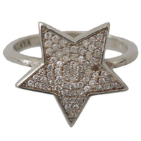 Silver Womens Clear CZ Star 925 Ring