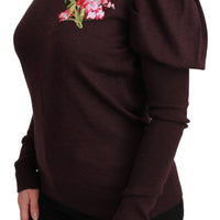 Maroon Floral Wool Pullover Sweater