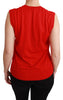 Red Tank Vest Crystal Flower Wool Top