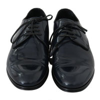 Blue Leather Dress Derby Formal Mens Shoes