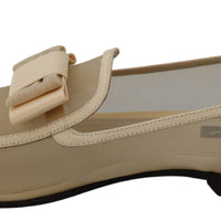 Beige Viscose Nude Ribbon Loafers Flats Shoes