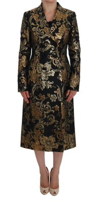 Black Gold Baroque Trench Coat Jacket