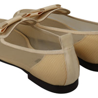 Beige Viscose Nude Ribbon Loafers Flats Shoes