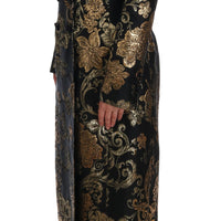 Black Gold Baroque Trench Coat Jacket