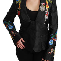 Black Brocade Crystal Blazer Jacket