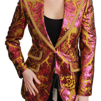 Pink Gold Jacquard Blazer Jacket