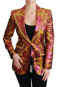 Pink Gold Jacquard Blazer Jacket