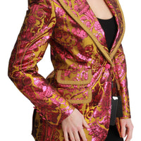 Pink Gold Jacquard Blazer Jacket