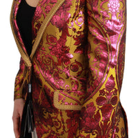 Pink Gold Jacquard Blazer Jacket