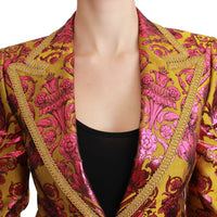 Pink Gold Jacquard Blazer Jacket