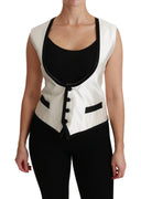 White Waistcoat Slim Vest Silk Top