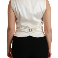 White Waistcoat Slim Vest Silk Top