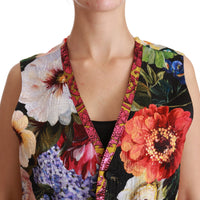 Multicolor Floral Sleeveless Waistcoat Top Vest