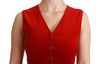Red Sleeveless Waistcoat Cotton Top Vest