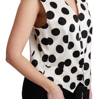 White Polka Waistcoat Sleeveless Vest Top