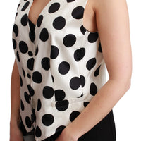 White Polka Waistcoat Sleeveless Vest Top