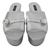 Silver Crystals Platform Slides Sandals