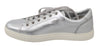 Silver Leather Mens Casual Sneakers