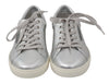 Silver Leather Mens Casual Sneakers