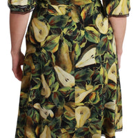 Green Pear Fruit Sheath A-line Stretch Dress