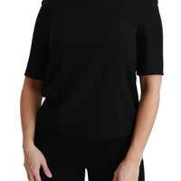 Black Short Sleeve Casual Top Stretch Blouse