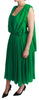 100% Silk Green Sleeveless Pleated Maxi Dress