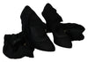 Black Tulle Stretch Knee Booties Heels Shoes