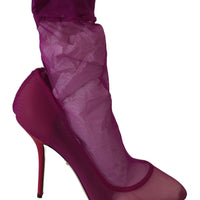 Violet Tulle Stretch Ankle Booties Shoes