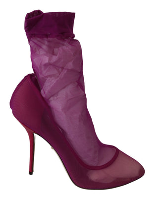 Violet Tulle Stretch Ankle Booties Shoes