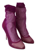 Violet Tulle Stretch Ankle Booties Shoes