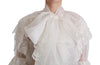 White Lace Layered Long Sleeve Blouse Silk Top