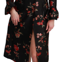 Black Floral Embroidered Coat Jacket