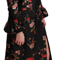 Black Floral Embroidered Coat Jacket